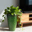 Grands pots à fleurs en plastique avec trou de drainage, ensemble de 2 pots à fleurs décoratifs ronds vert lustré à texture martelée pour une utilisation intérieure et extérieure