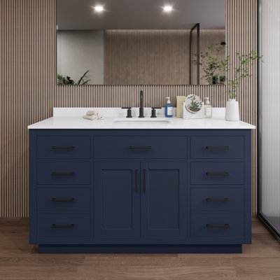 Meuble-lavabo de 60 po avec plateau en quartz Beckett TK