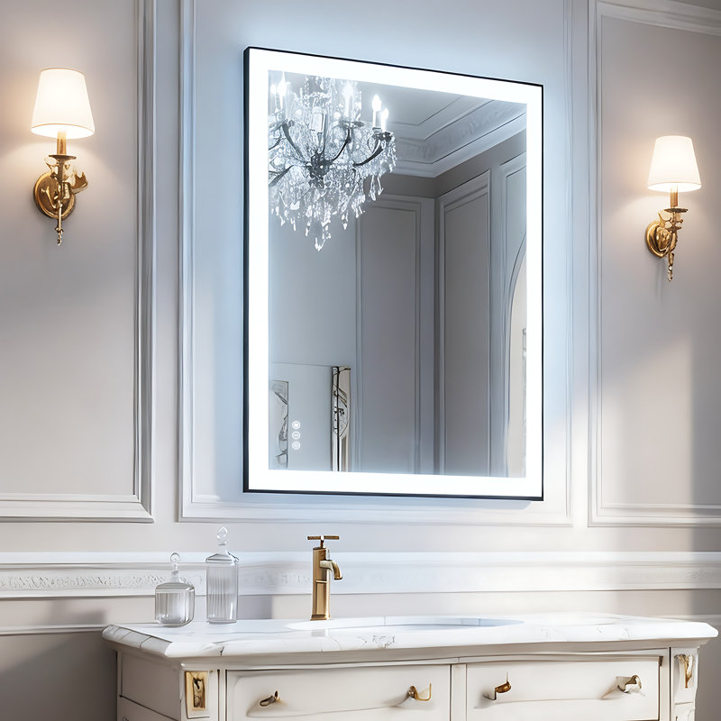 UL Certified Front & Back LED Bathroom Vanity Mirror – Anti-Fog, Tempered Glass, Black Aluminum Frame, 60" H x 36" W