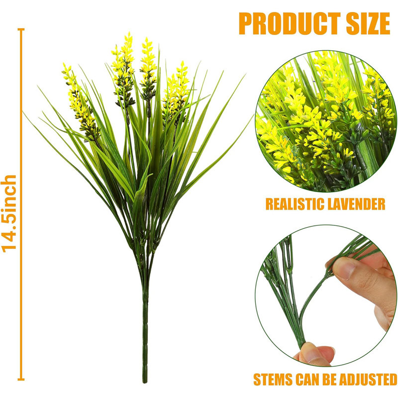 20 paquets de plantes artificielles artificielles pour l'extérieur (jaune), Jaune