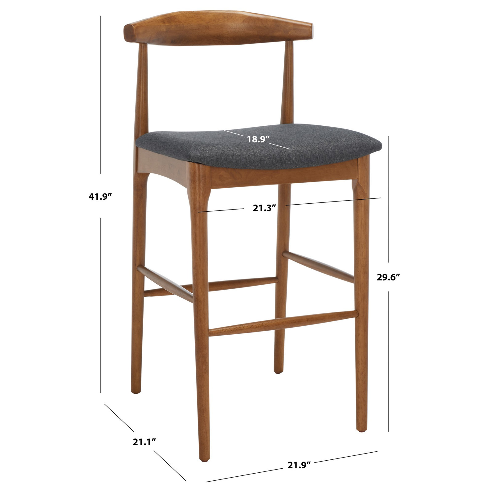 Hank Counter/Bar Stool, Walnut, Dark Gray, Bar Stool (29.6" Seat Height)