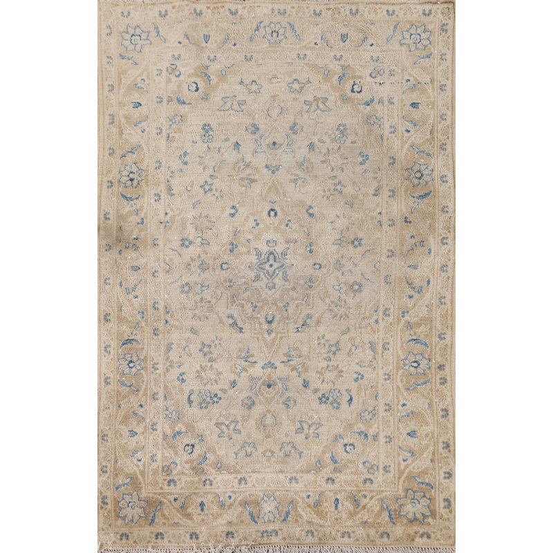 Tapis traditionnel en laine délavé à motif floral 3 x 6