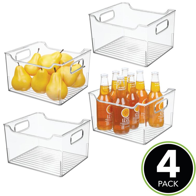 mDesign Plastic Kitchen Pantry Food Storage Organizer Bin, 4 Pack - Clear