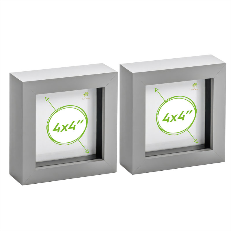 Nicola Spring - 3D Box Photo Frames, 12.5cm H x 12.5cm W x 3.5cm D, Grey
