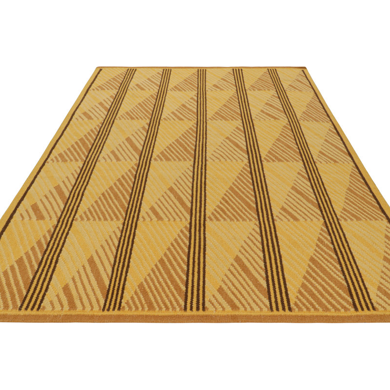 Rug & Kilim’S Scandinavian Style Rug In Gold With Geometric Diamond Patterns