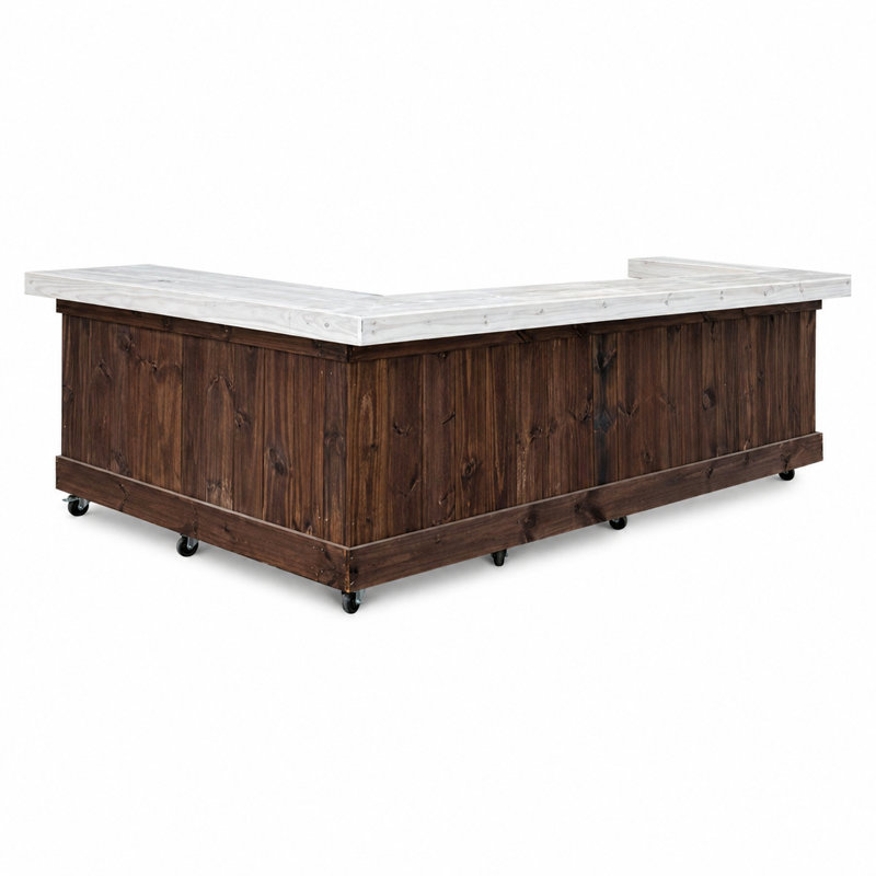 8ft U-shaped Wooden Bartender Station Bar With 1 Shelf And Stained Finish