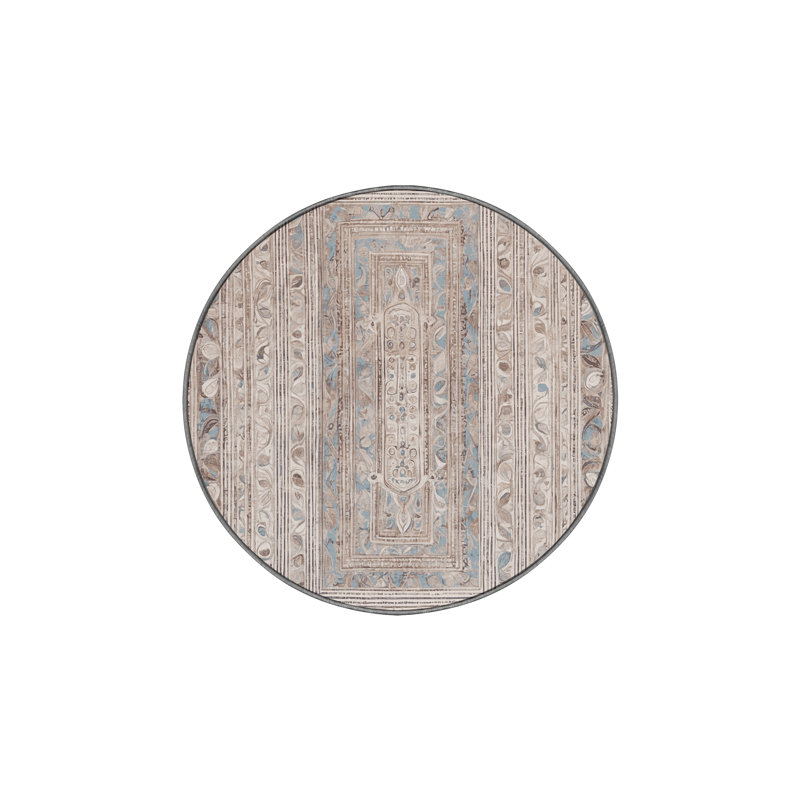 Machine Washable Gray Area Rug, Round 6'