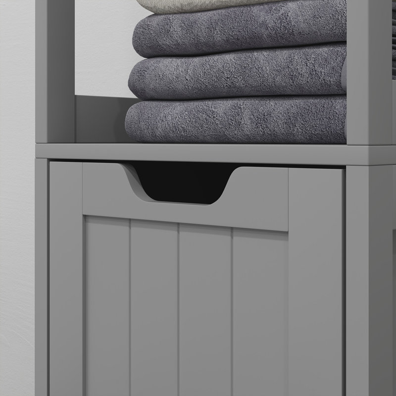 Armoire de rangement étroite pour salle de bain, tour à linge autoportante, Gris