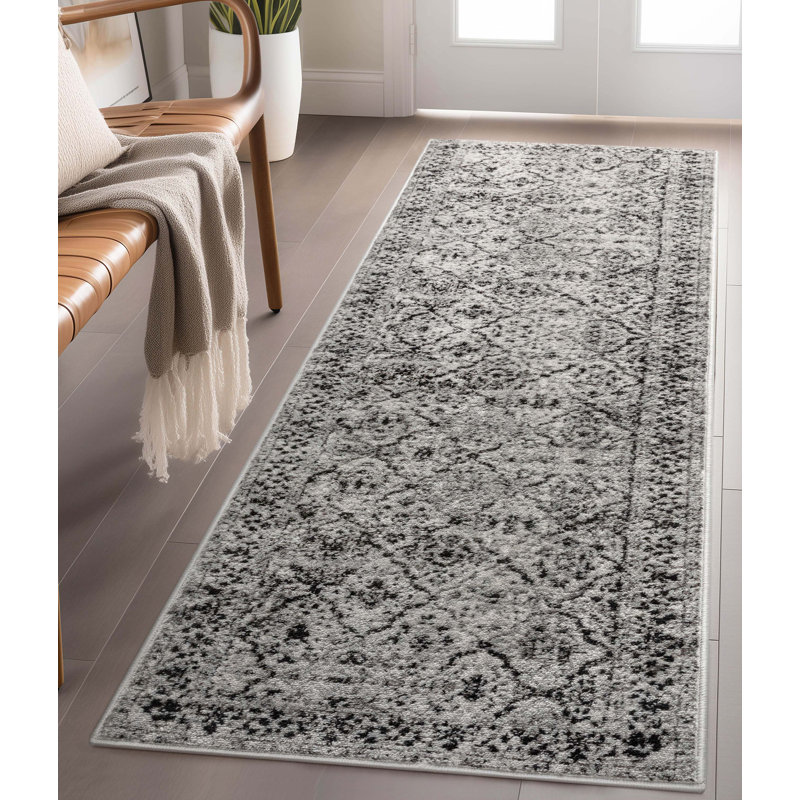  Tapis gris à motif floral rétro Zazzle Argos, Tapis de couloir 2 pi 3 po x 7 pi 3 po