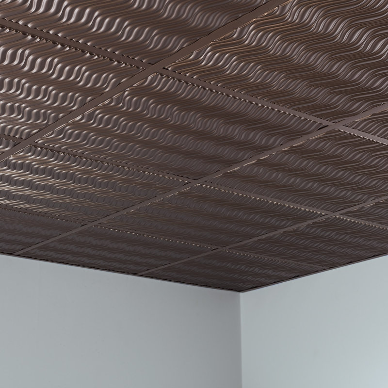 24'' L x 24'' W Textured Vinyl Drop-In Ceiling Tile, Argent Bronze