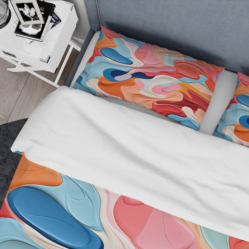 Ensemble de housse de couette Colorful Liquide Abstract, Housse de couette simple + 1 taie décorative stan