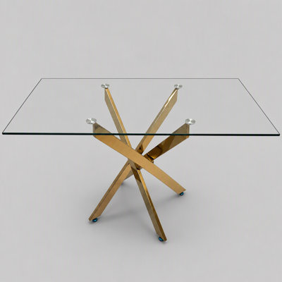 Table rectangulaire moderne en verre trempé de 120 cm (47,24 po)