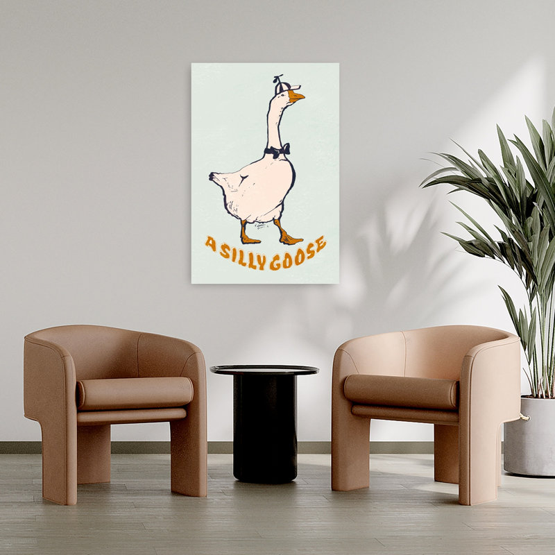 «A Silly Goose», art mural rétro nature fantaisiste, oie, H 36 po x l 24 po