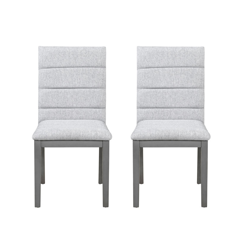 Chaises de salle à manger rembourrées en chêne à finition grise de 2 pièces pour les événements formels et les pièces modernes à assemblage rapide avec pieds fuselés en mousse haute densité