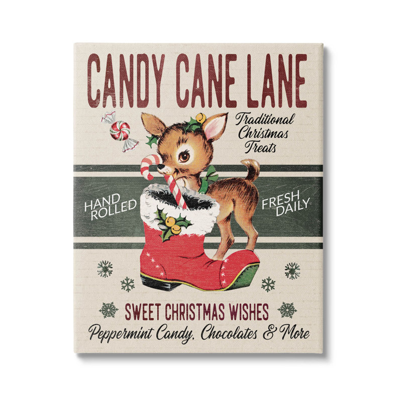 «Candy Cane Lane», art mural rétro sur toile par Jo Moulton, H 30 po x l 24 po x P 1,5 po