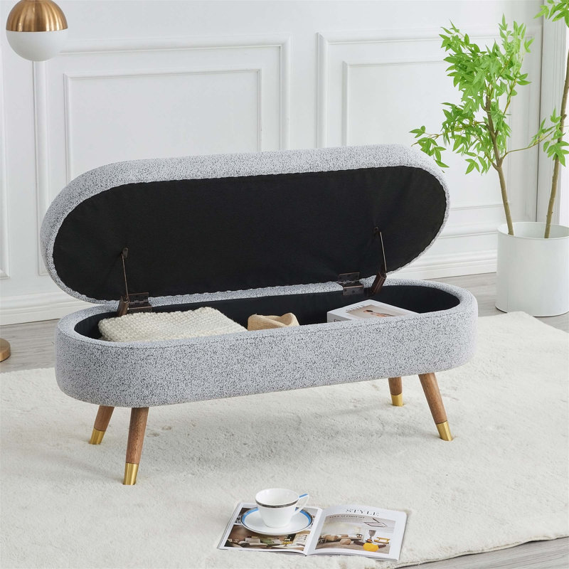 Banc de rangement avec repose-pieds Boucle, Gris