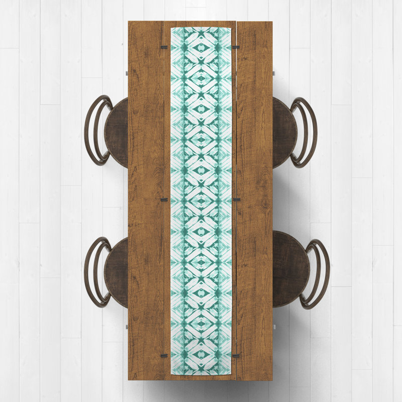 Maghull Diamond Shibori Table Runner, 72" x 16", Teal