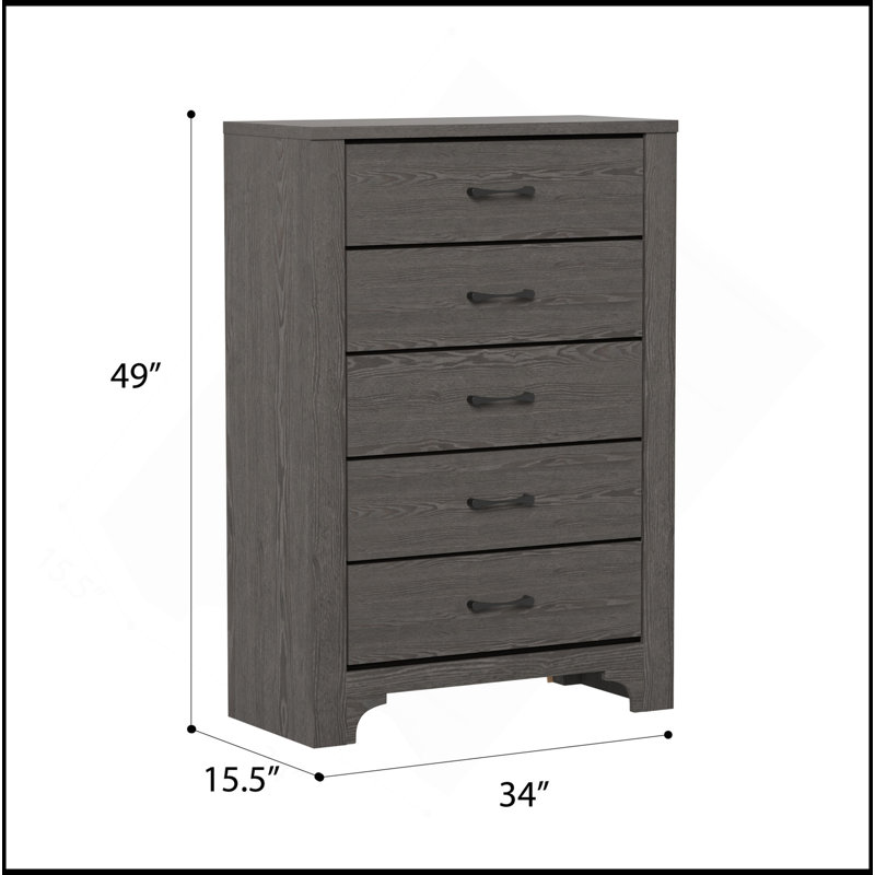 Commode brune à 5 tiroirs