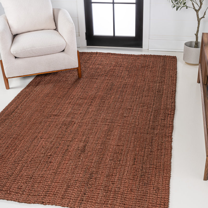 Kurland Pata Hand Woven Chunky Jute Terracotta Rug, Rectangle 7'8" x 10'