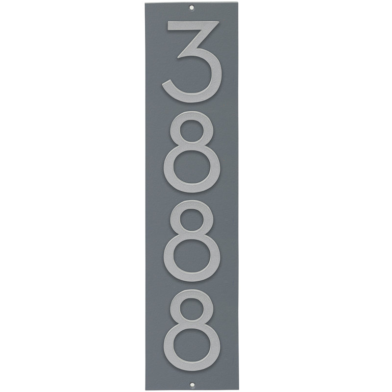 Plaque d’adresse murale flottante linéaire, Gris, Oui, Argent