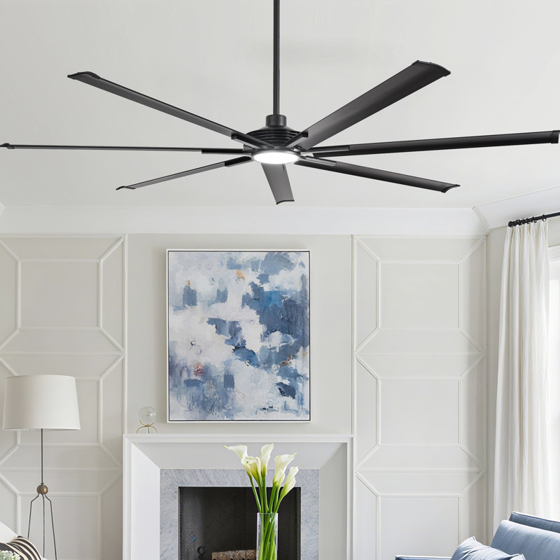 7-Blade Ceiling Fan with LED Light, 100", Black