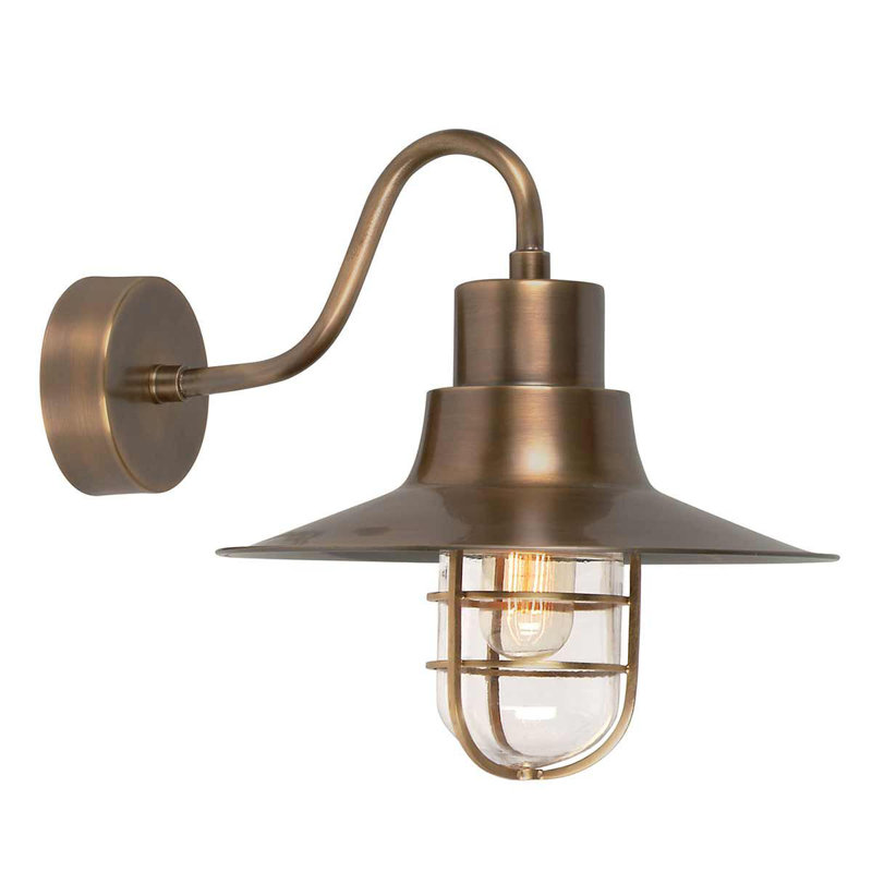 Batts Verdigris 24cm H Outdoor Barn Light, Brass