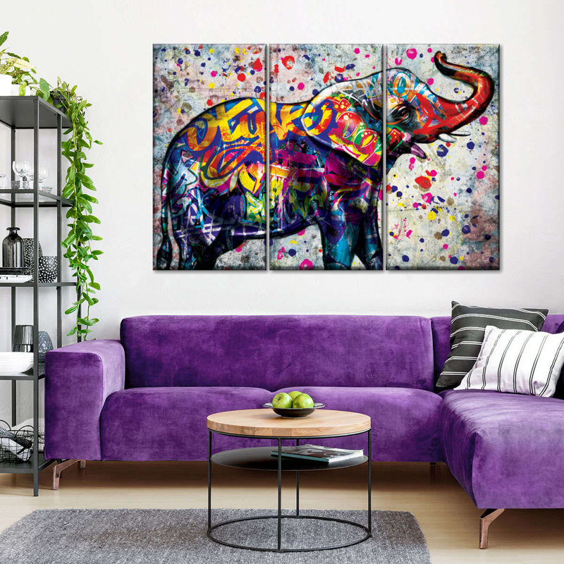 Impression sur toile Epic Colorful Elephant, H 38 po x l 24 po x P 1,25 po
