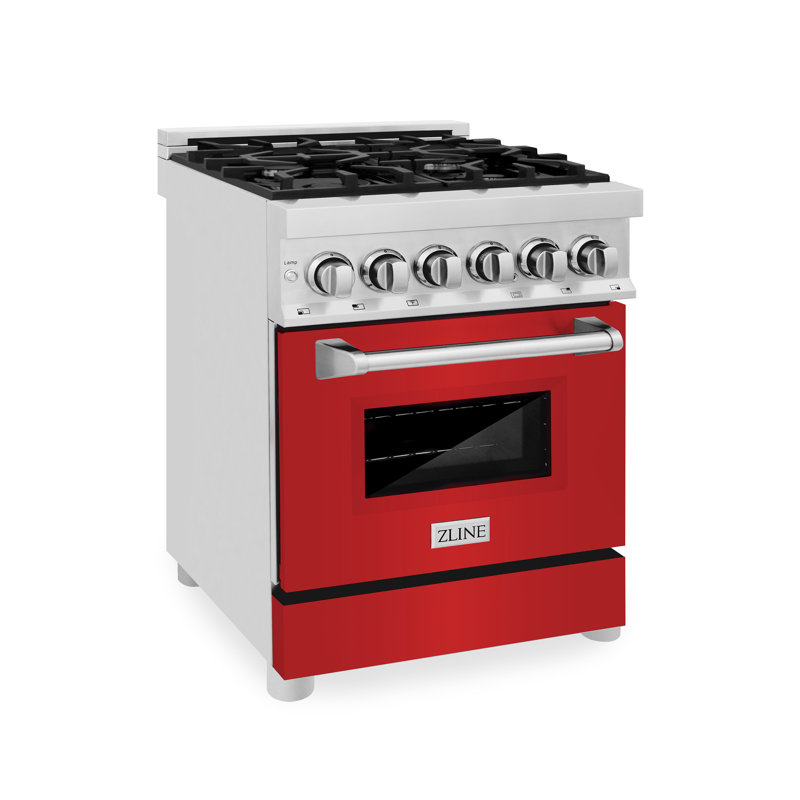 ZLINE 24" Legacy Dual Fuel Range w/ 4 Burner, Red Matte