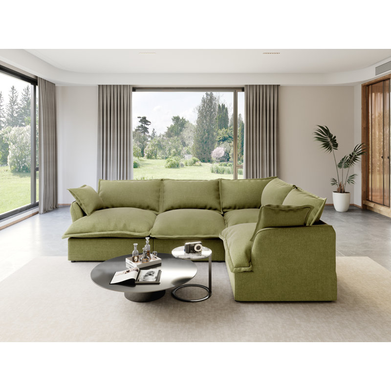 Modular Sectional Couch Down Filled Sofa, Comfty Convertible Deep Seat Cloud Couch For Living Room, Detachable Washable Couches Cushion Covers