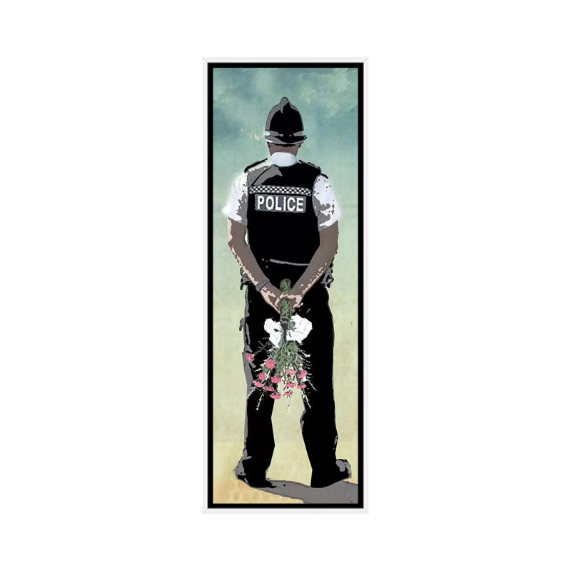 Police Force Love by Vin Zzep - Panoramic Print on Canvas, White Framed, 30.48 cm H x 91.44 cm W