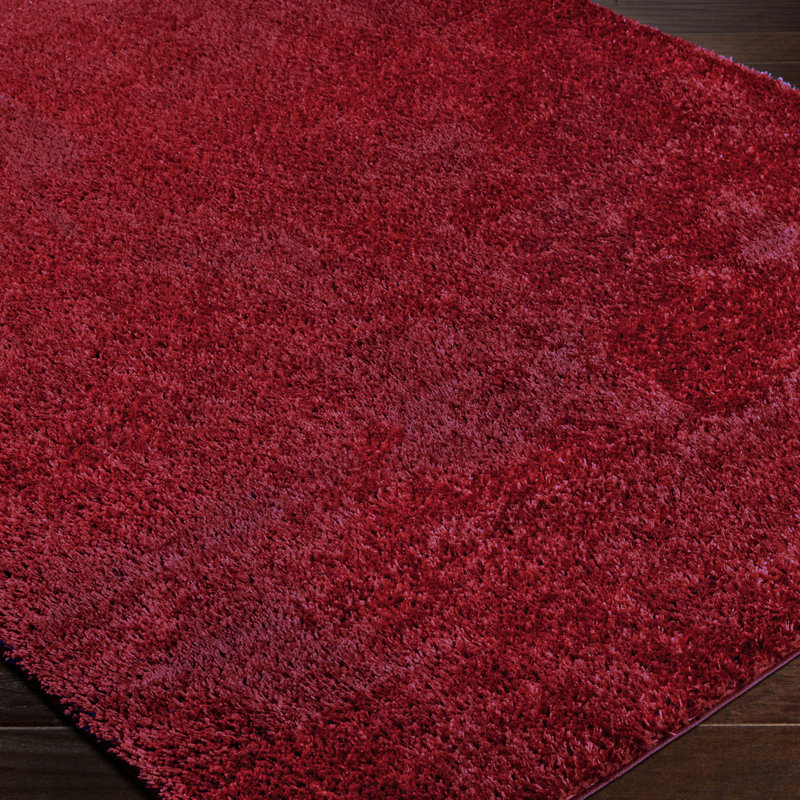 Red Modern Shaggy Rug, Plain Anti Slip Easy to Clean Rug For Living Room, Dining Room, Bedroom, Kitchen