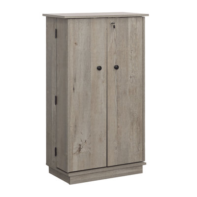 Armoire de rangement multimédia en bois d'ingénierie avec compartiments cachés verrouillables, brun