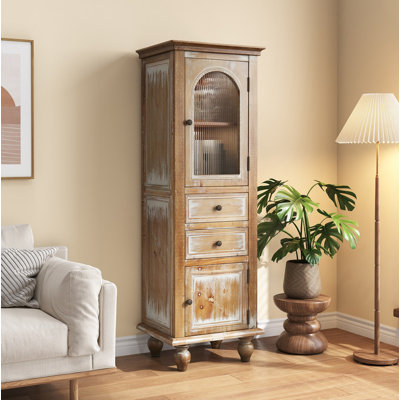 Armoire de rangement étroite antique de style campagnard blanc, armoire à linge en bois rustique avec 2 tiroirs et 2 portes, organisateur de plancher autoportant pour salle de bain, salon, couloir et cuisine