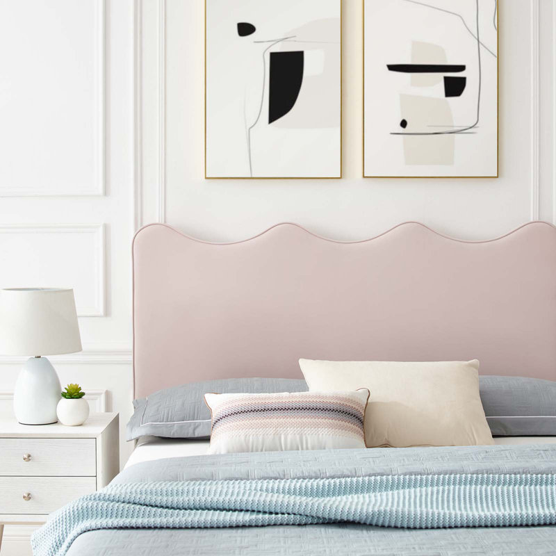 Lit plateforme en velours actuel Performance par Modway, Rose, Double