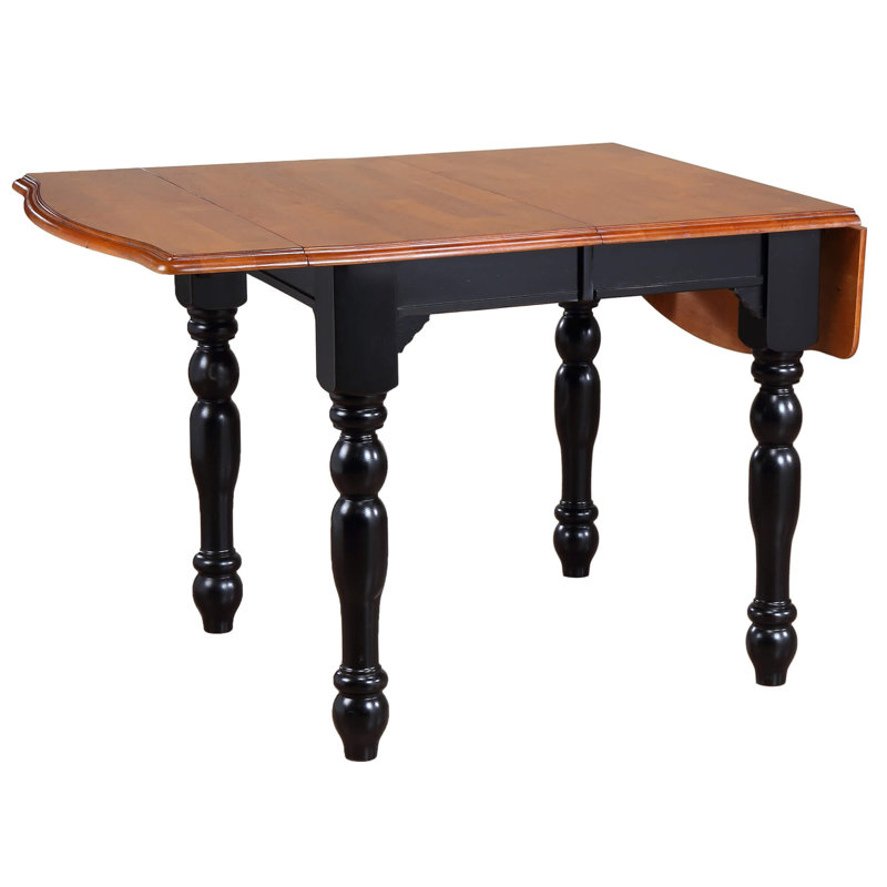 Azizi Extendable Solid Wood Dining Table, Antique Black / Cherry