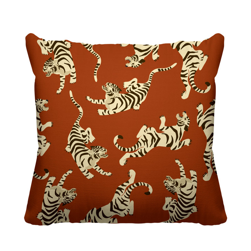 Outdoor Reversible Throw Pillow, 17W" x 17H", Burnt Orange