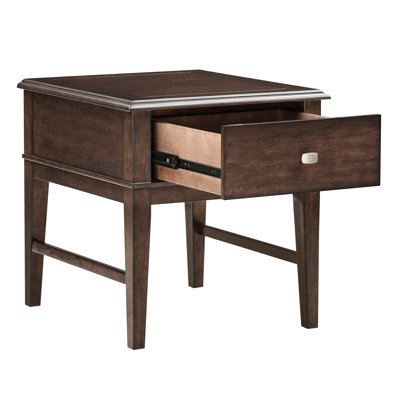 Table de bout classique brune avec équipement de rangement de tiroir et d'interface de chargement