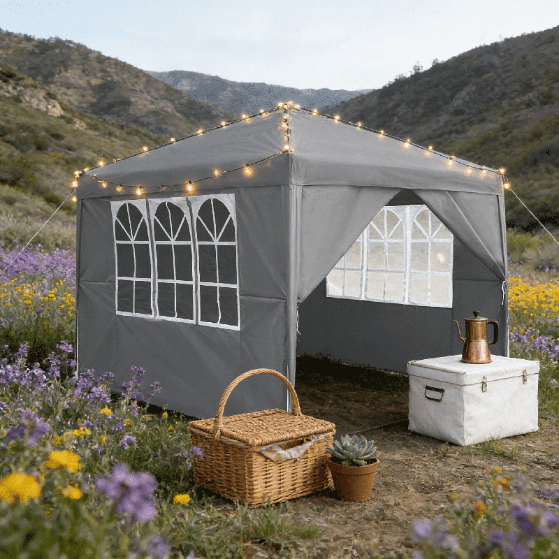 2.5x2.5m Gazebo Folding Party Tent 2-Way Setup with 4 Removable Side Panels, Windows & Carry Bag Event Shelter Garden Tent for Beach Party Festival Camping Event and Market, Anthracite