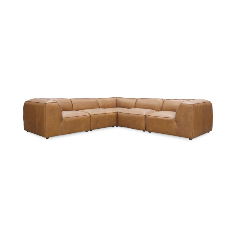 Form Astra 5 - Genuine Leather Modular Sectional, Tan Genuine Leather