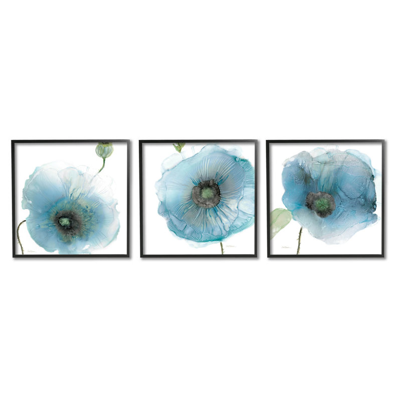«Modern Poppy Flower Shapes», ensemble de 3 estampes numériques par Carol Robinson, H 12 po x l 12 po x P 1,5 po