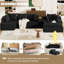 Canapé modulaire moderne avec revêtement en velours côtelé, méridienne réversible, coussins supplémentaires, canapé en tissu à assise profonde pour le salon-771574279