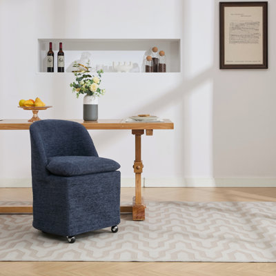 Ensemble de 2 chaises de salle à manger en chenille avec roues universelles