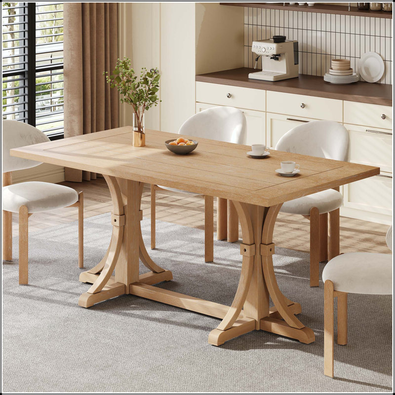 Table de salle à manger rustique 60 "avec base à tréteaux 60"