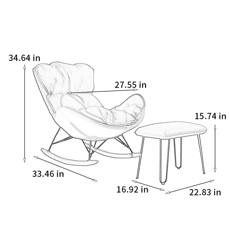 Chaise berçante de style traîneau de luxe, Bleu