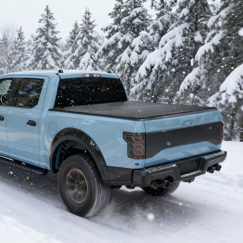 Hard Tri-Fold Truck Bed Tonneau Cover, Compatible with 2022-2025 Toyota Tundra with OE Track System 5.6 ft (66.7 in) Bed, Waterproof Hard Folding Truck Tonneau Cover, Aluminum Alloy Support Bar