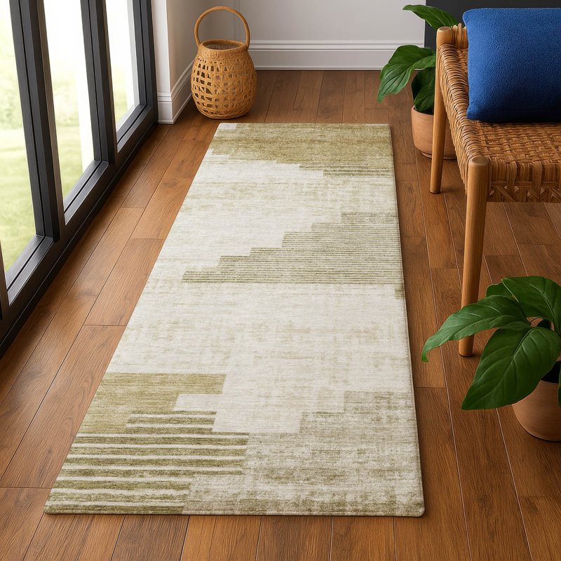 Premium Machine Washable Ashington AMF1829 Geometric Rug, Runner 2'3" x 7'6"