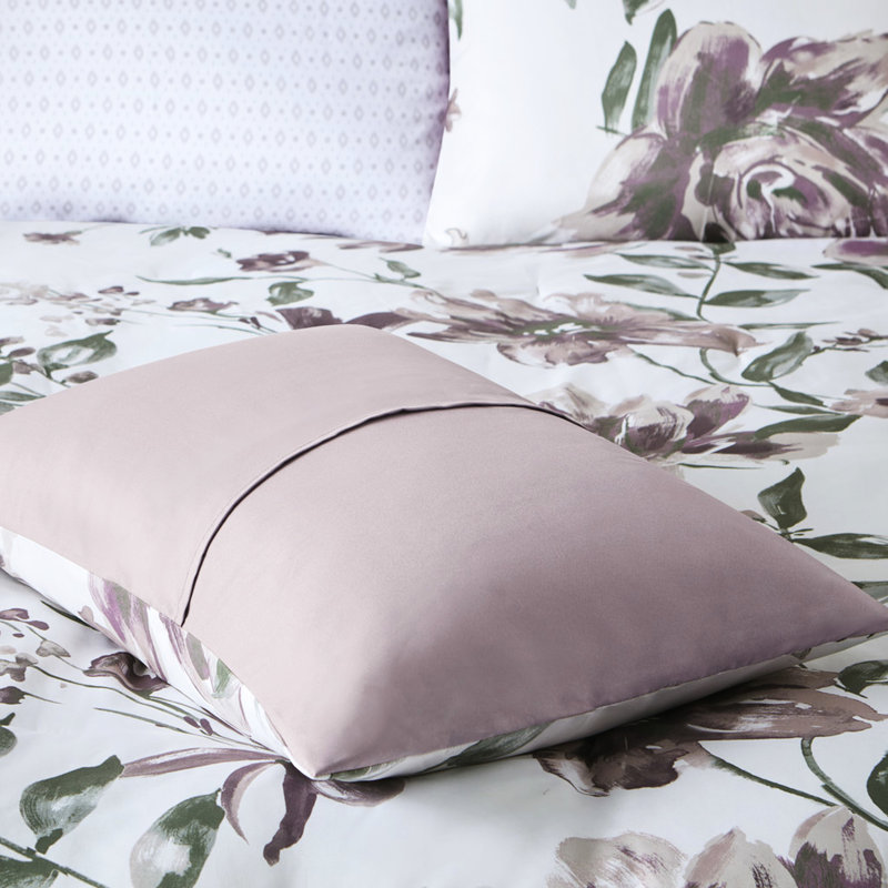 Édredon et drap floral taupe, Mauve, Édredon double et 5 pièces supplémentaires