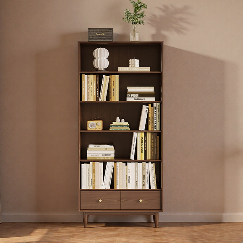 Bibliothèque populaire populaire avec rangement rétro, Marron foncé
