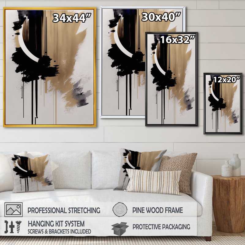 «Black, White and Gold Expression III», reproduction sur toile flottante