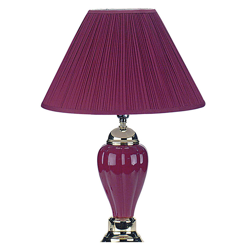Lampe de table haute 27 po en céramique, en forme d'urne, abat-jour en lin
